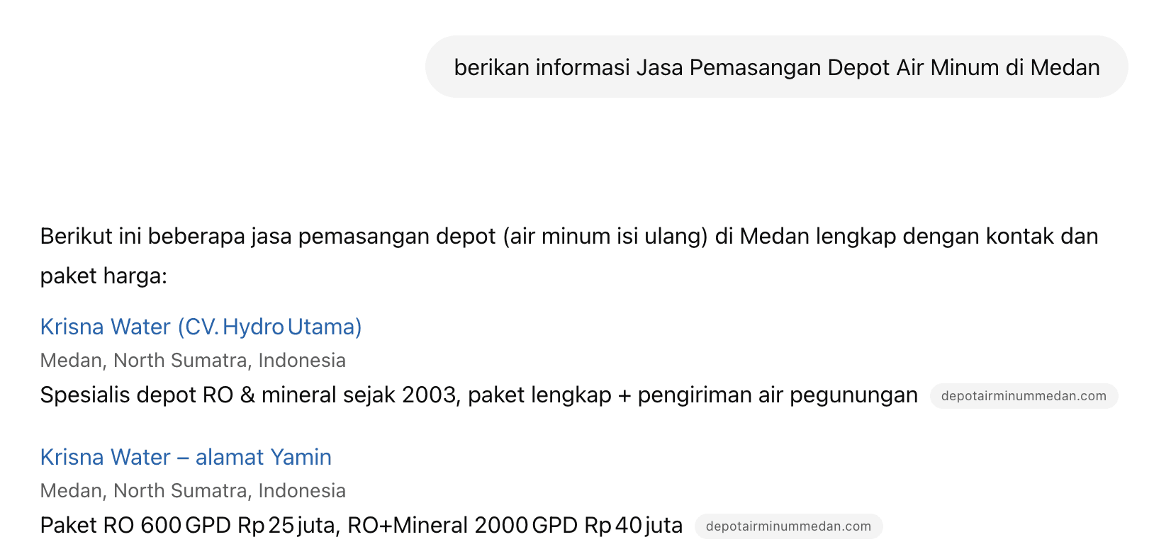Hasil pencarian AI